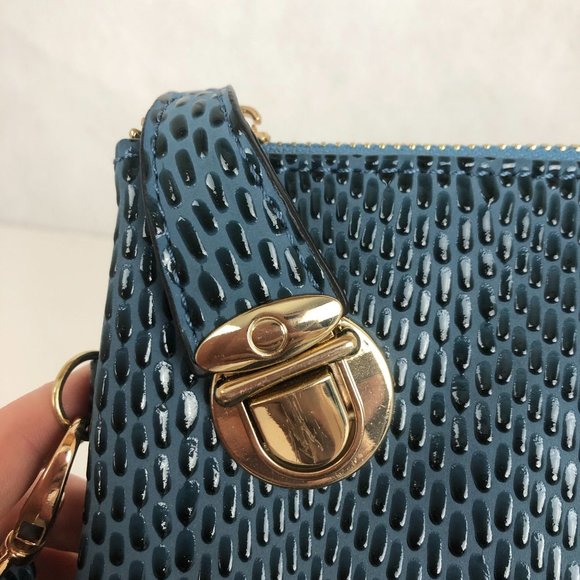 Olivia Miller Women's Blue Faux Leather Embossed Textured Wristlet Wallet - Picture 5 of 14